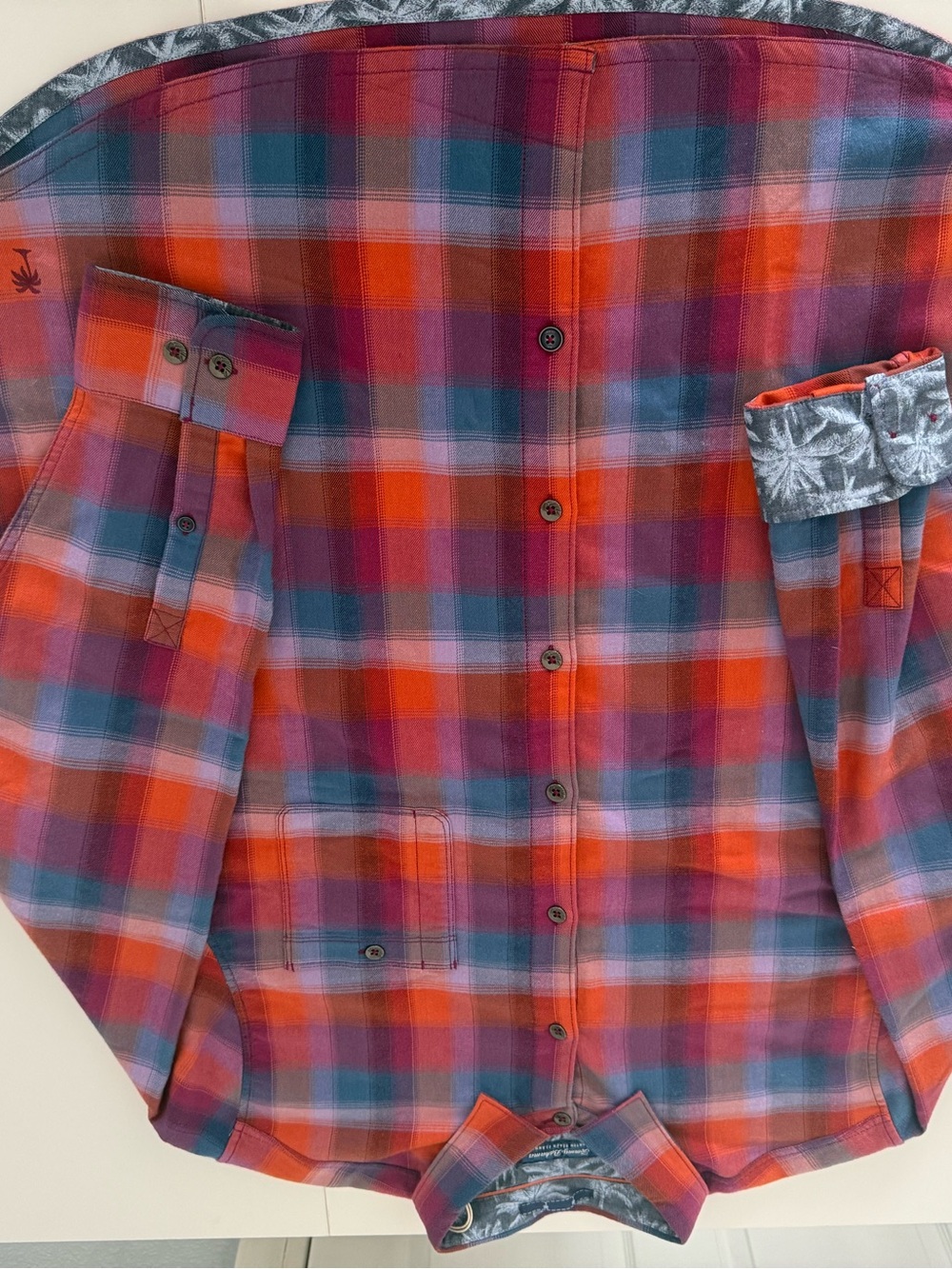 Tommy Bahama Flannel Men's Pink Blue Plaid Button-Up  XXL Casual Long Sleeve